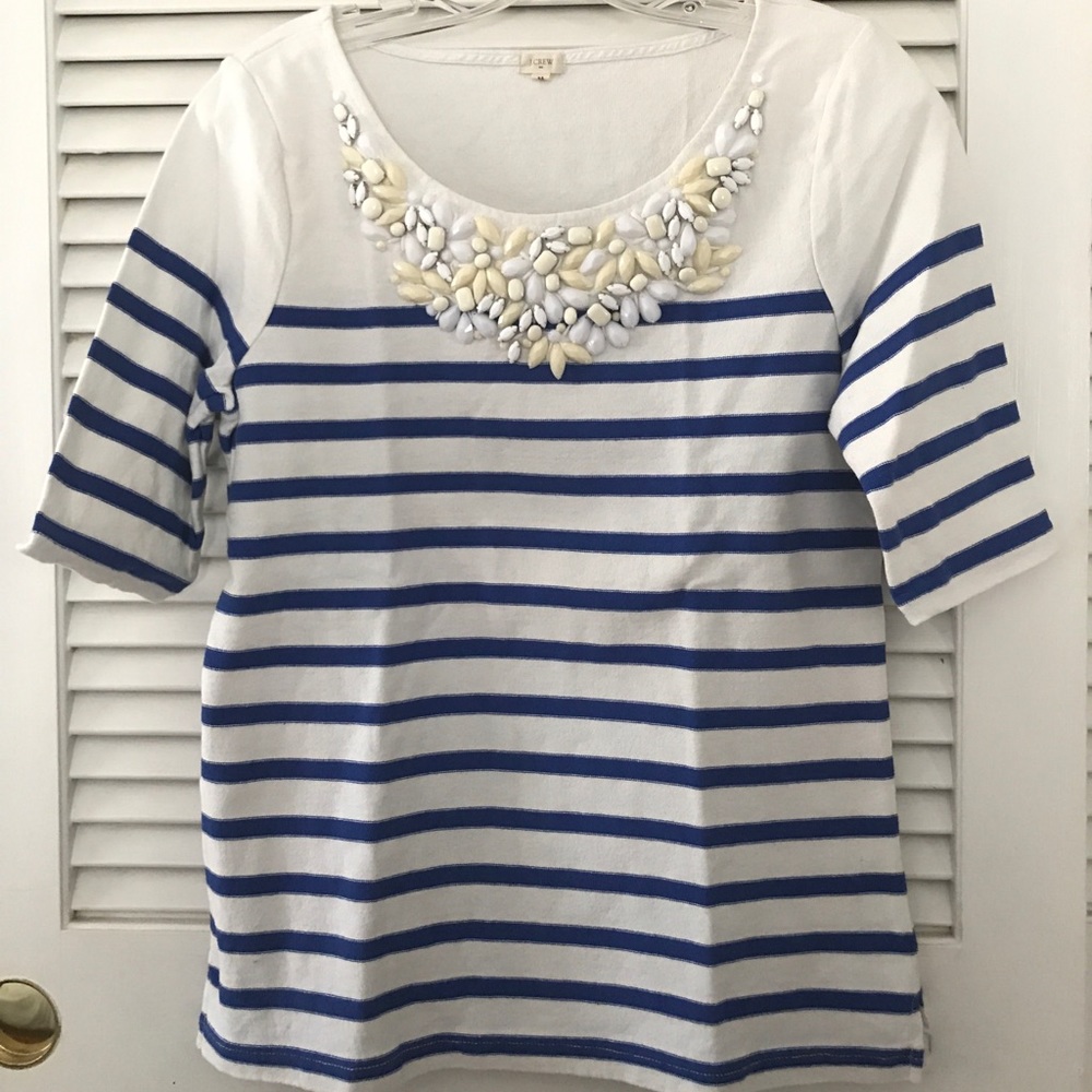 NWOT J. Crew 3/4 Sleeve Striped Top